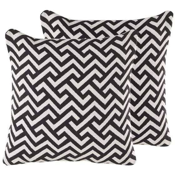 Koristetyynysetti 2 kpl SALIZAR 45 x 45 cm Puuvilla Musta Geometrinen kuvio
