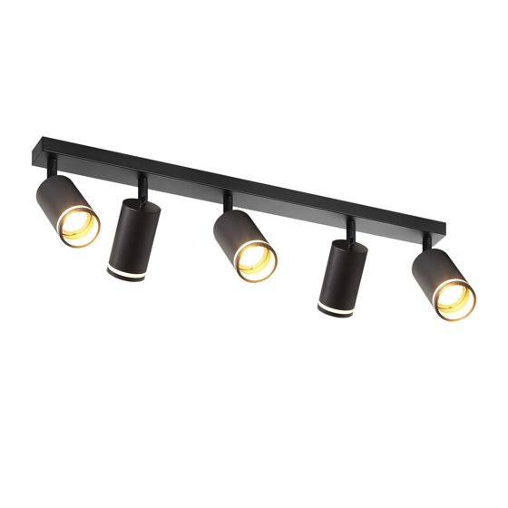 NETTLIFE Moderni 5- kohdevalaisin kattoon: Musta GU10- kattovalaisin, 355° kääntyvä metallivalaisin keittiöön, olohuoneeseen ilman polttimoa