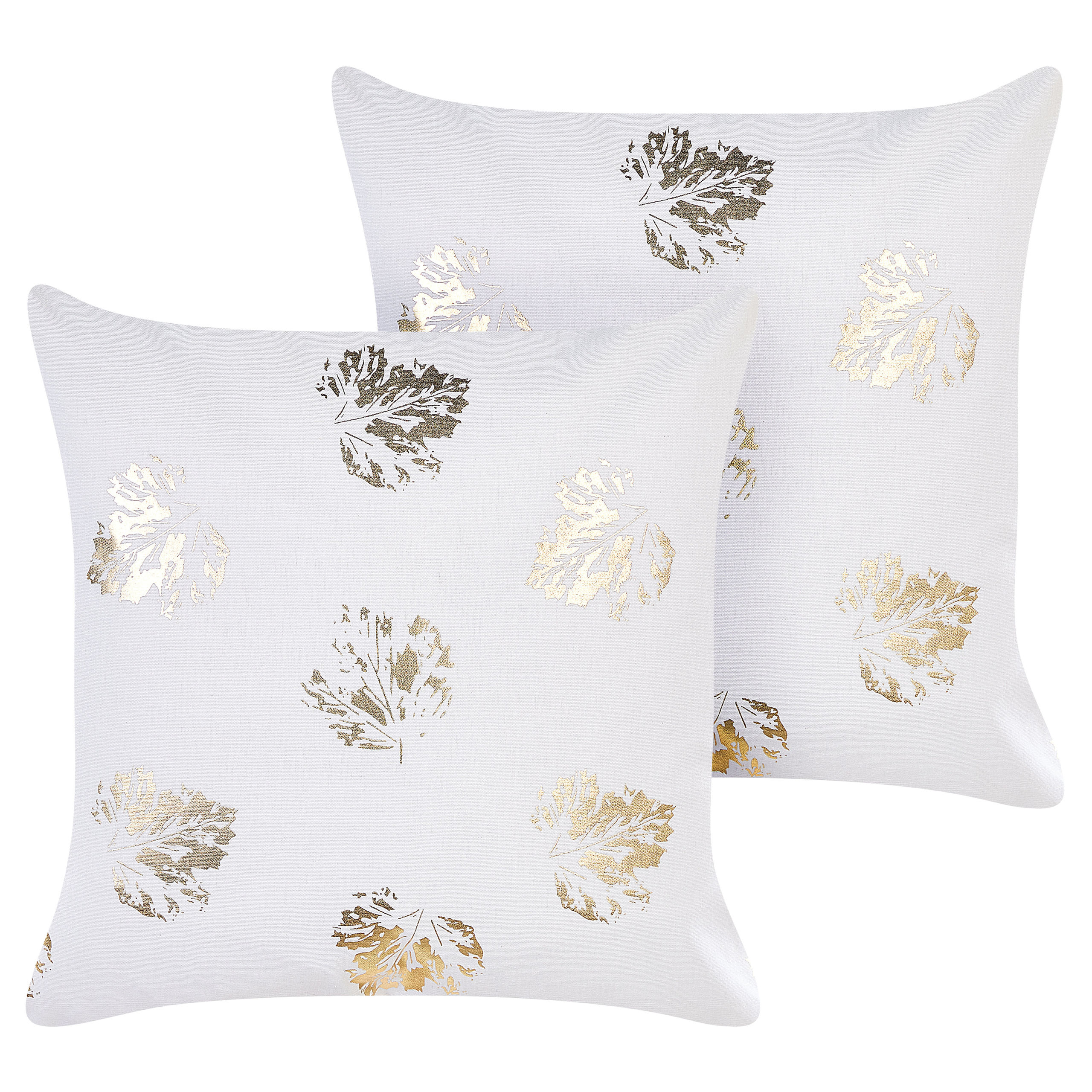 Koristetyynysetti 2 kpl GOLDENROD 45 x 45 cm Sametti Valkoinen Kasvikuvio