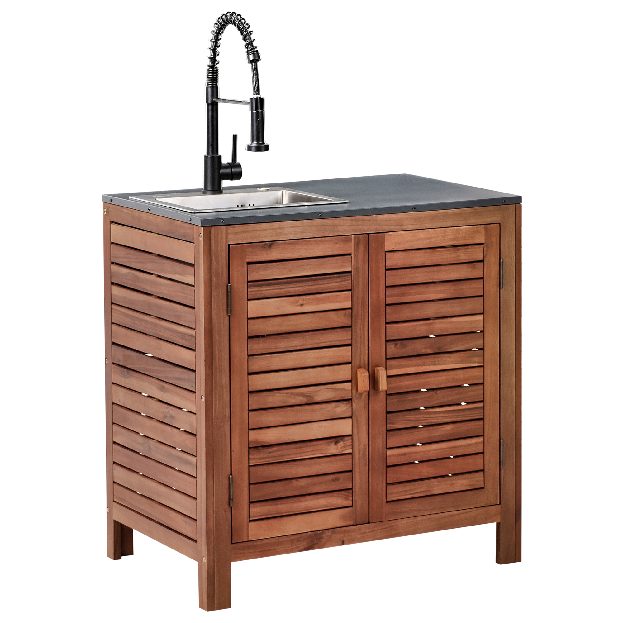 Ulkokeittiön allaskaappi BRUCOLI akaasia 80 cm 50 cm Ruskea/musta