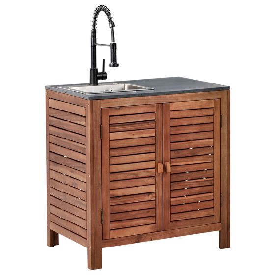 Ulkokeittiön allaskaappi BRUCOLI akaasia 80 cm 50 cm Ruskea/musta