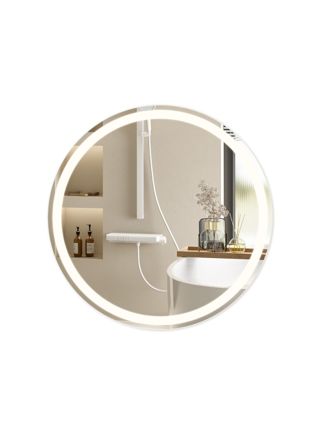 NETTLIFE valaistu kylpyhuoneen peili - pyöreä 50 cm LED, seinäkiinnitys, kosketuskytkin, huurtumaton, IP44 säädettävä 3000K -6500K