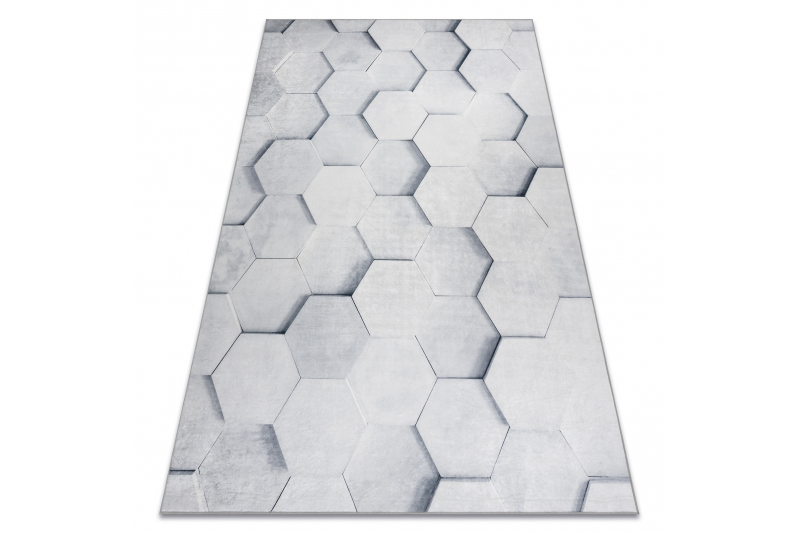 ANDRE 1180 matto Hunajakennokuvio, kuusikulmio 3D liukumaton - harmaa 160x220 cm