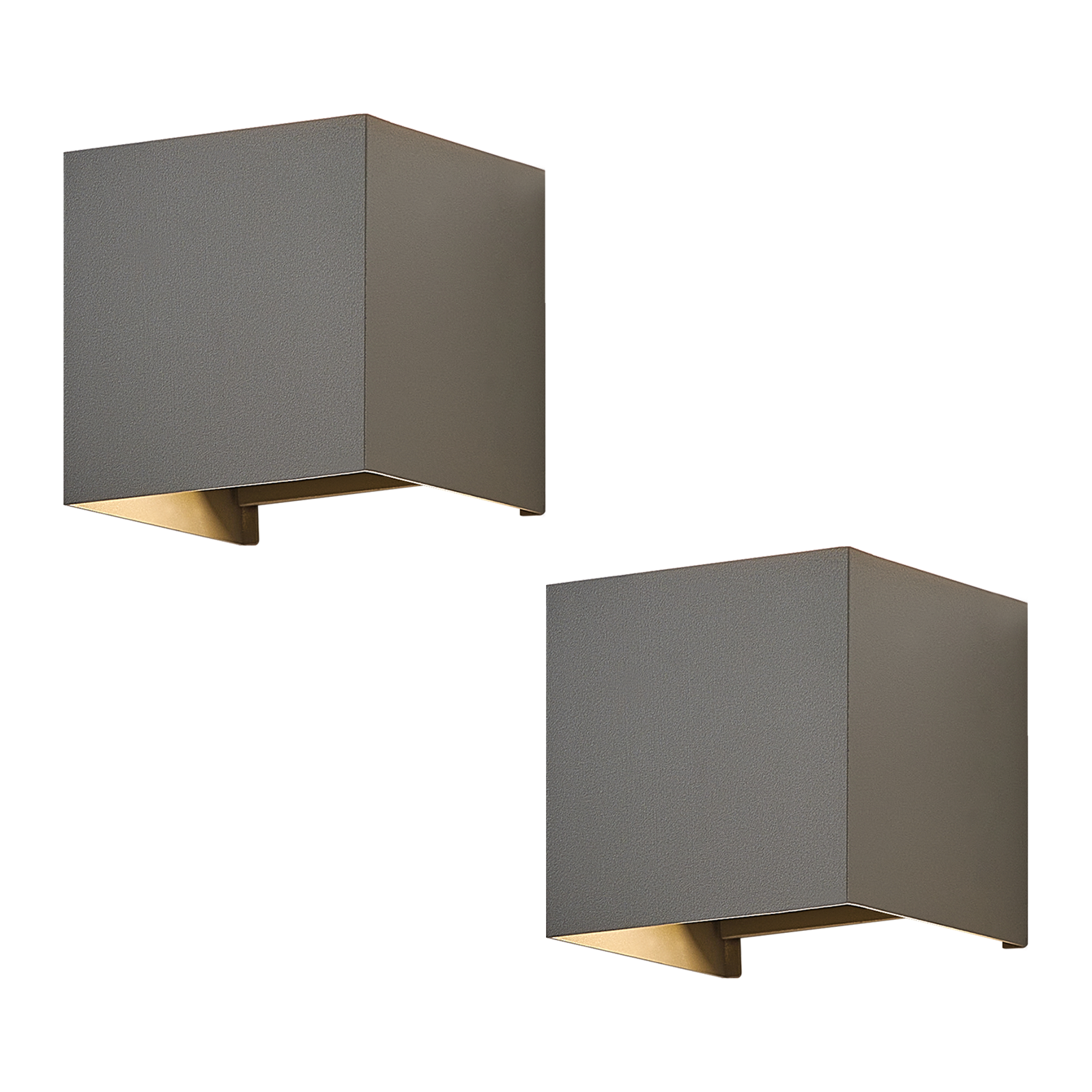 NETTLIFE 5W, LED - seinävalaisin, 2Kpl - Ulko -/sisäseinävalaisin, harmaa, säädettäväKaksoissäde Vedenpitävä, IP65, 230V, 3000K