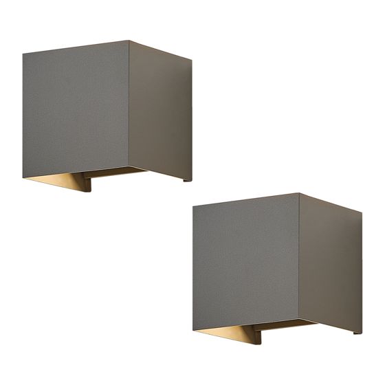 NETTLIFE 5W, LED - seinävalaisin, 2Kpl - Ulko -/sisäseinävalaisin, harmaa, säädettäväKaksoissäde Vedenpitävä, IP65, 230V, 3000K