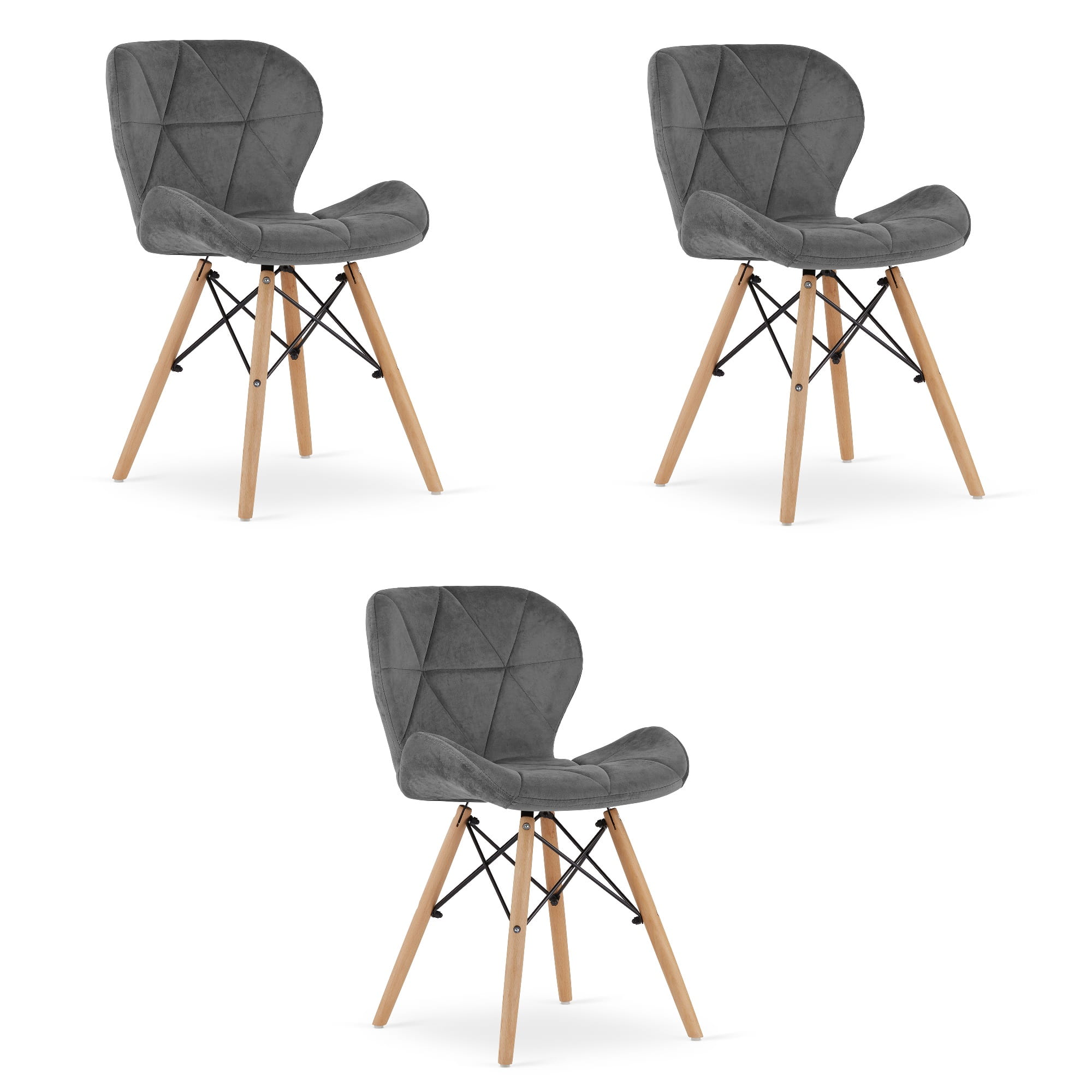 OSKAR LAGO samettituoli, harmaa (3 kpl)