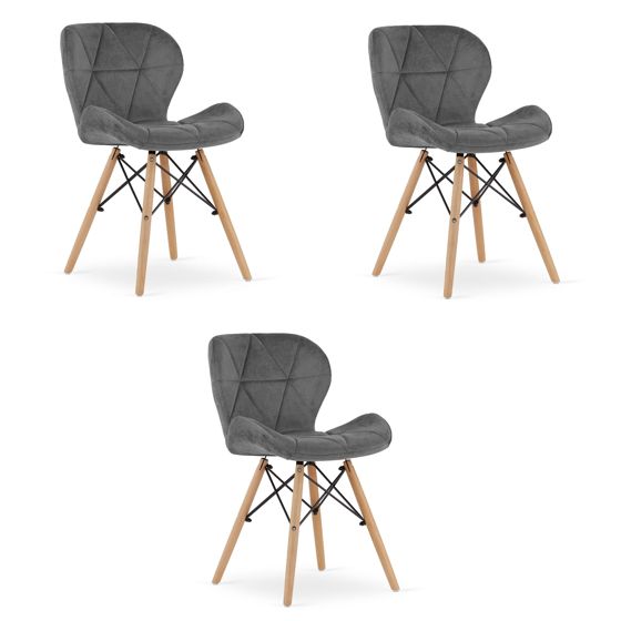 OSKAR LAGO samettituoli, harmaa (3 kpl)