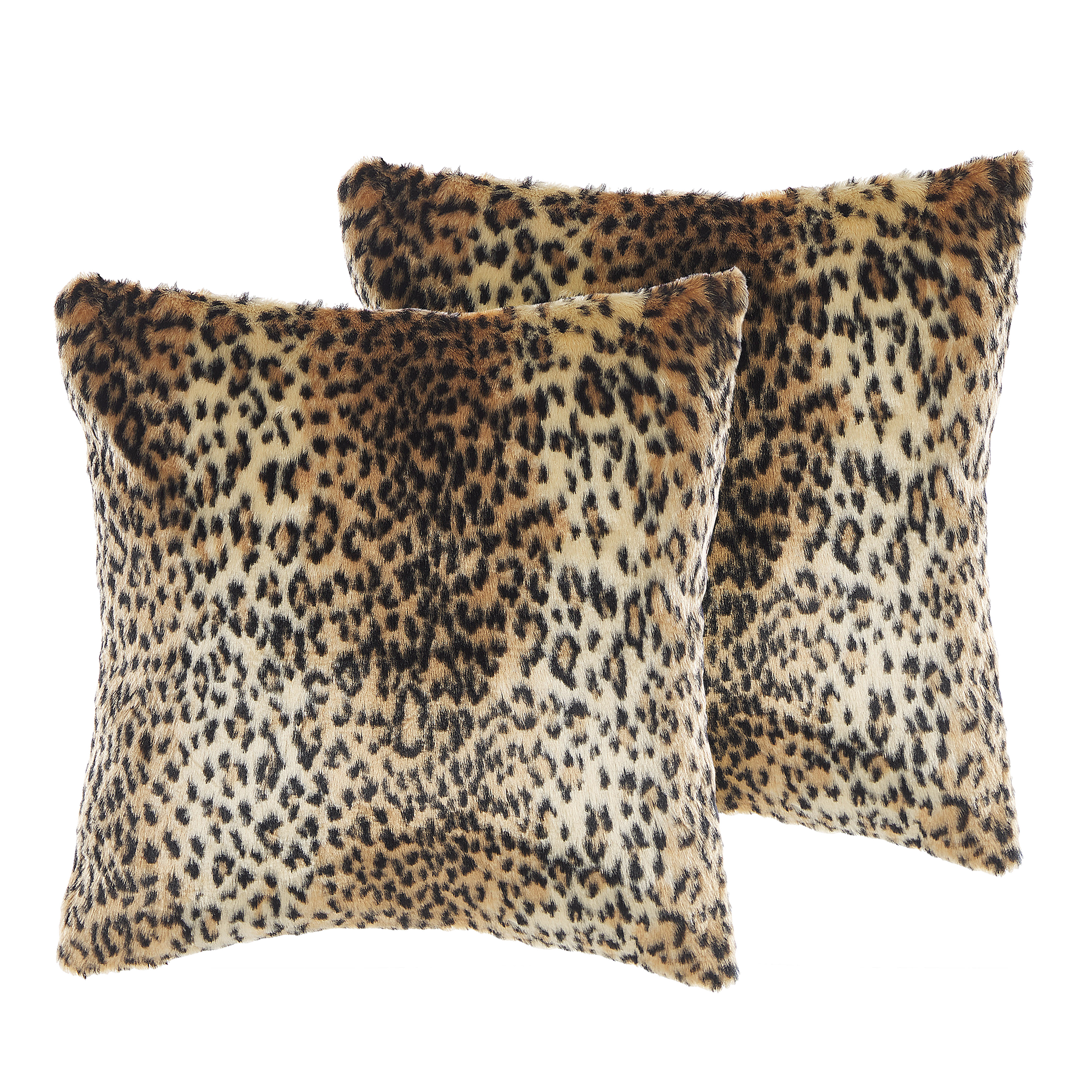 Koristetyynysetti 2 kpl FOXTAIL 45 x 45 cm Keinoturkis Ruskea Eläinkuvio