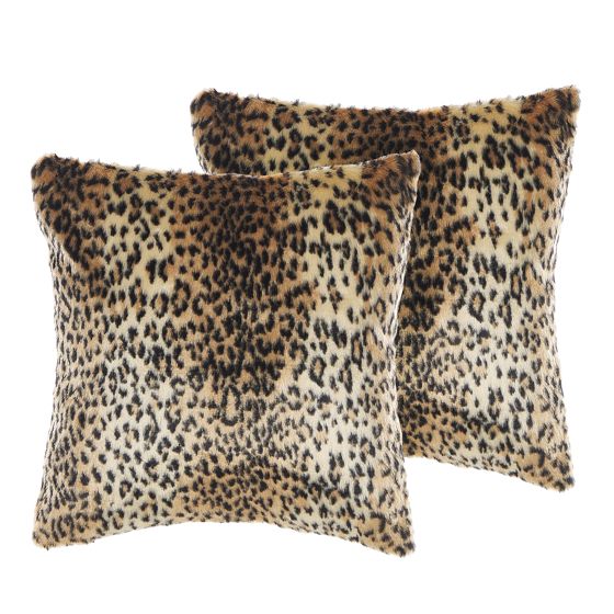 Koristetyynysetti 2 kpl FOXTAIL 45 x 45 cm Keinoturkis Ruskea Eläinkuvio