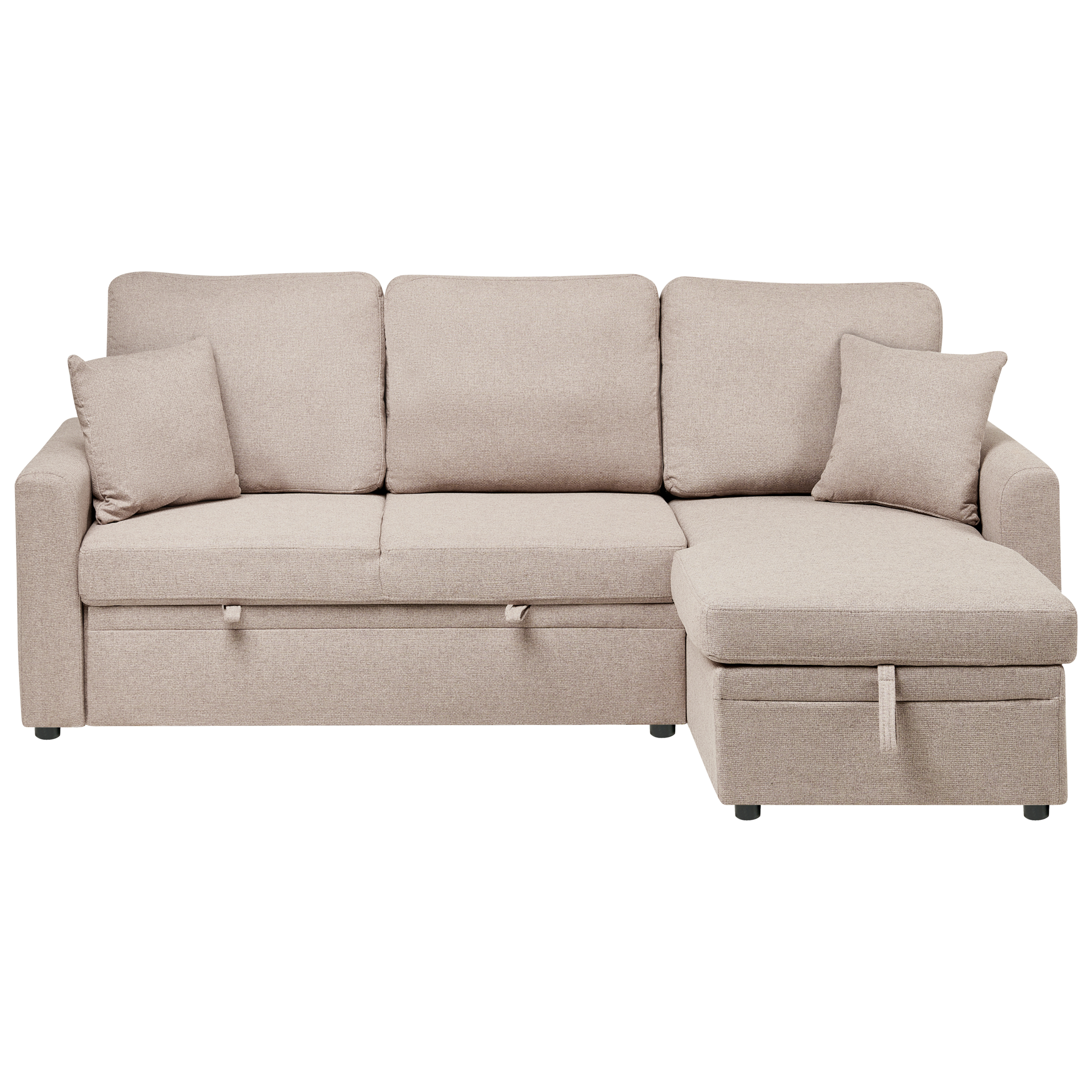 Kulmavuodesohva 3-istuttava NASSJO keinopellava Vaaleanruskea säilytystila Vasen