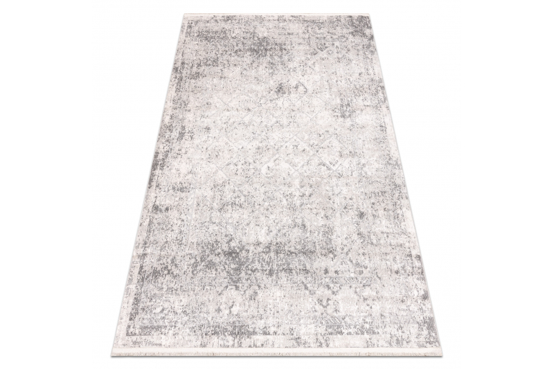 DISTIN 0200A harmaa / vaaleanharmaa / valkoinen moderni matto - Rombit, kehyskuviolla vintage, 180x270 cm