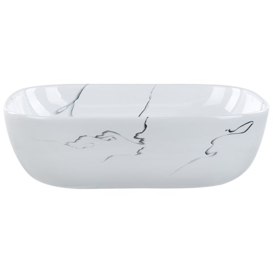 Pesuallas tason päälle HOPI 47 x 34 cm keramiikka Valkoinen marmorikuvio