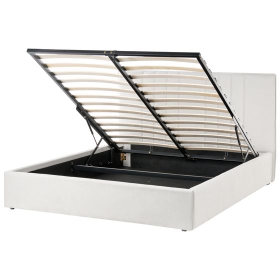 Sänky säilytystilalla kangas TARASCON 140 x 200 cm Vaaleanbeige