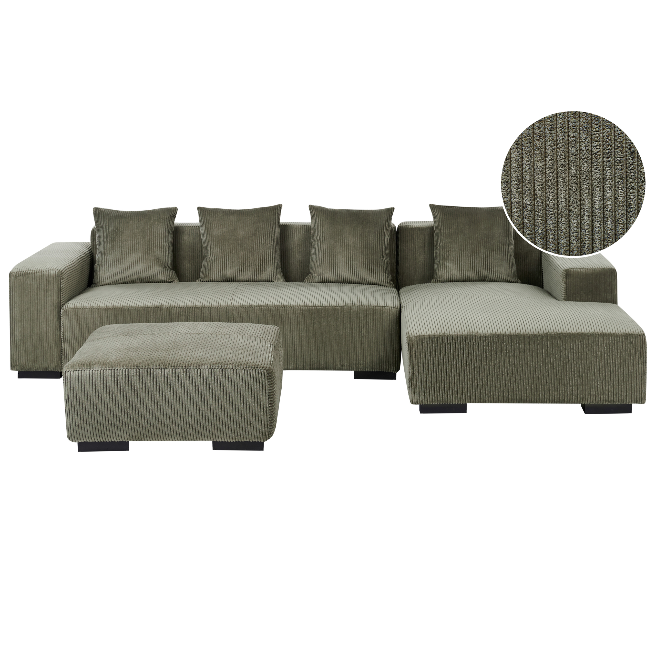 Kulmasohva LUNGO vakosametti Vihreä ja rahi 4-istuttava Vasen