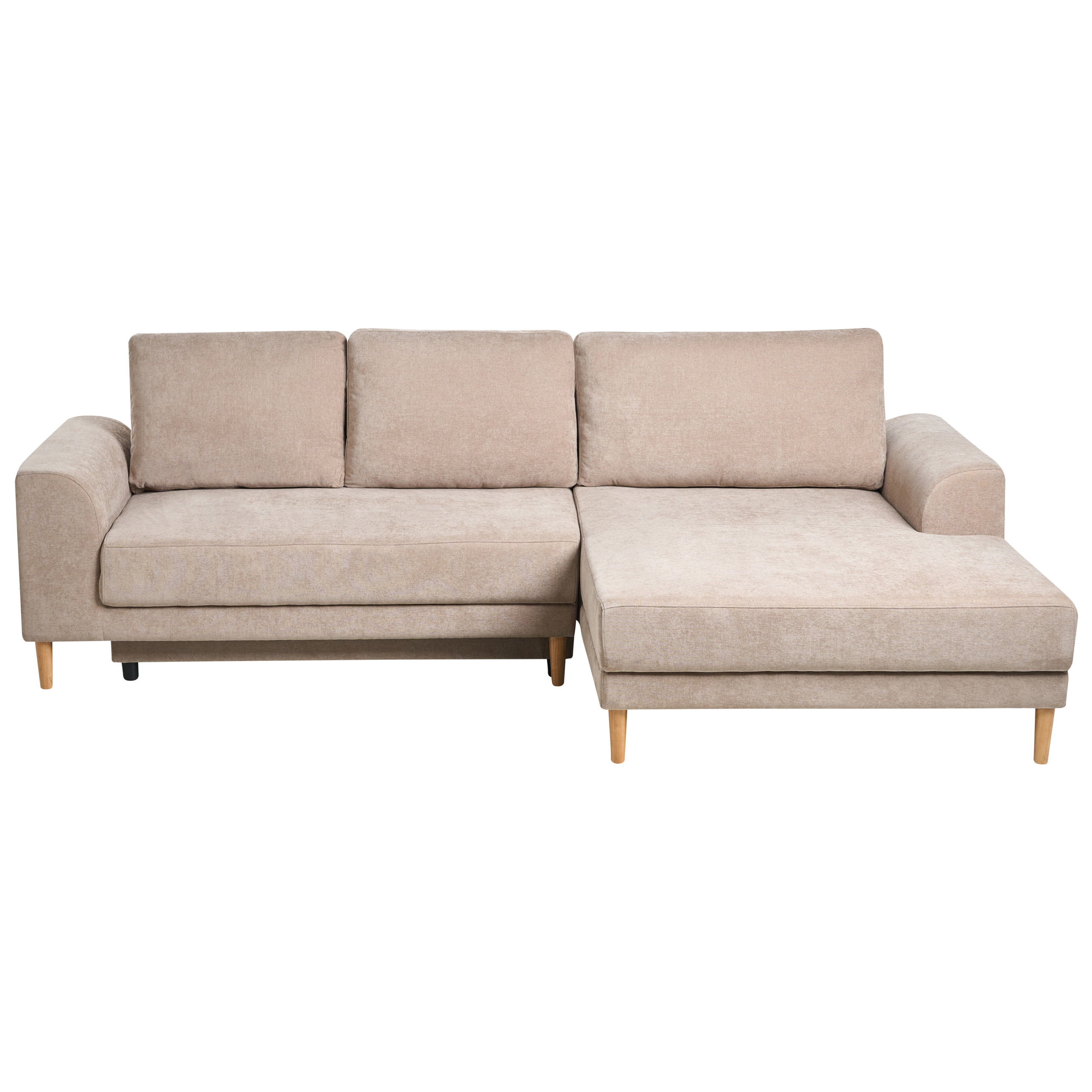 Kulmavuodesohva 3-istuttava NUBORG chenille Vaaleanruskea Vasen