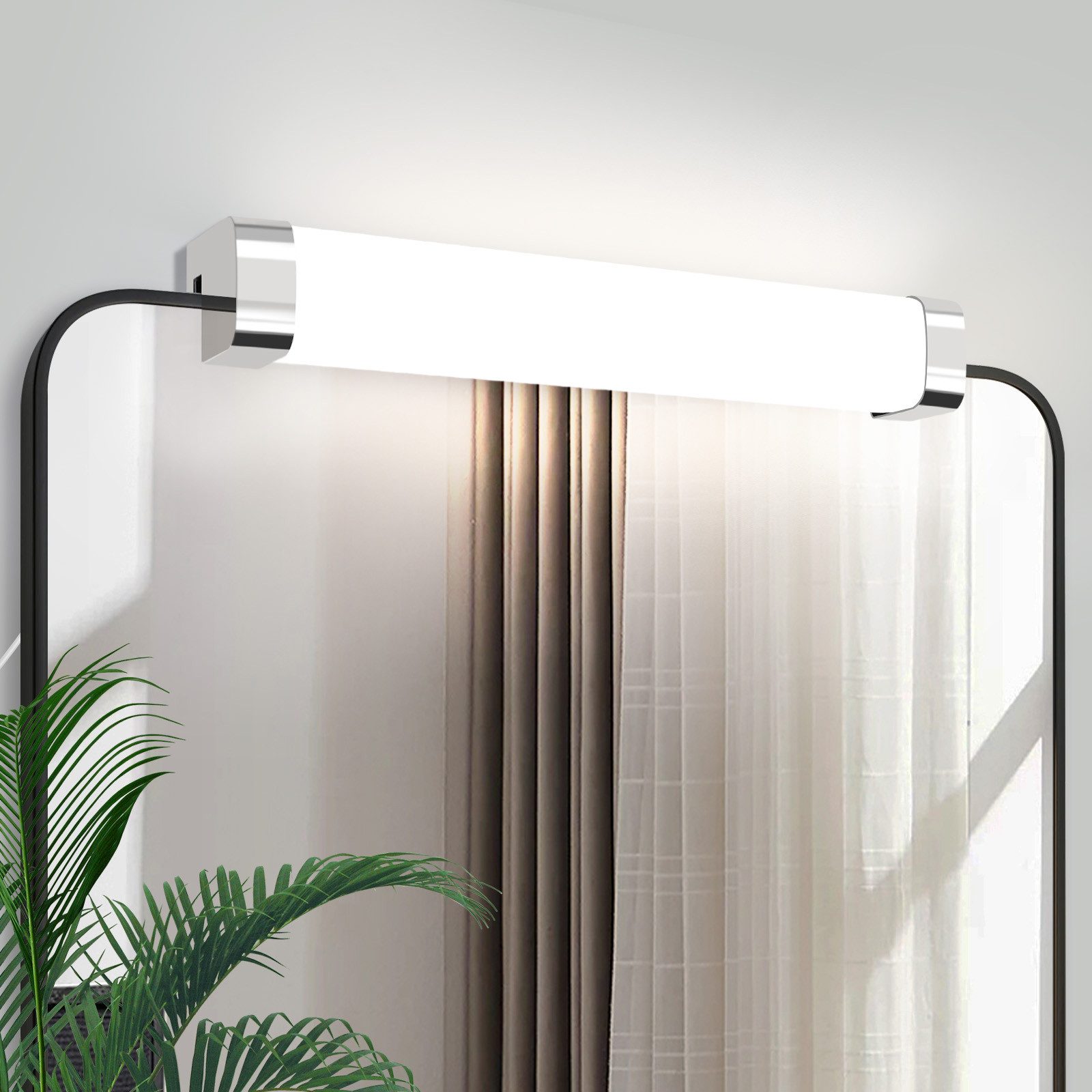 NETTLIFE LED - peiliseinävalaisin 10 W:n pistorasialla, 2 kpl:n setti, neutraali valkoinen 4000K, kromi