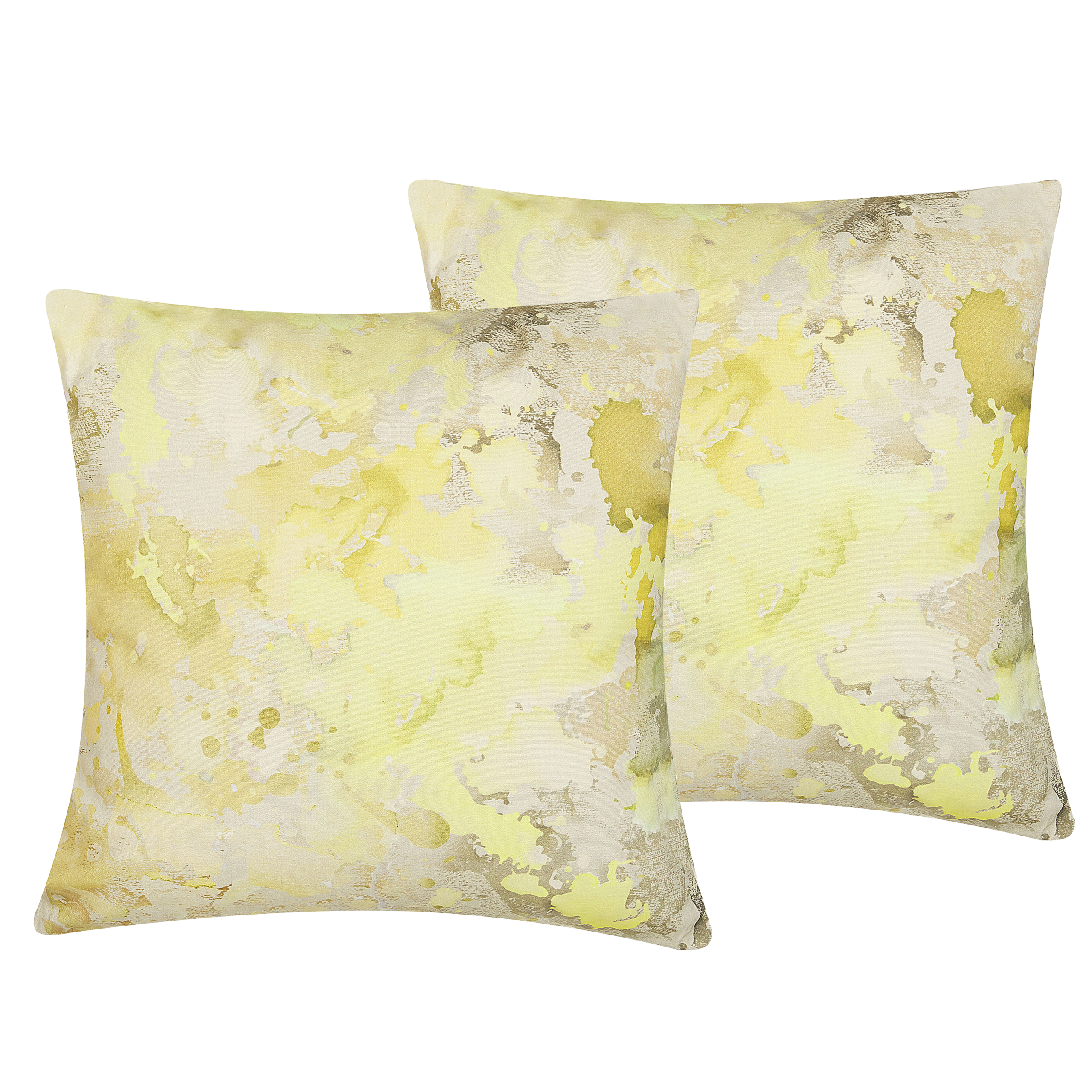 Koristetyynysetti 2 kpl PACHIRA 45 x 45 cm Puuvilla Keltainen Abstrakti kuvio