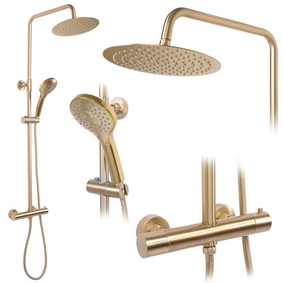 REA suihkusetti VINCENT THERMOSTAT harjattu kulta, 48X27X123, 5CM