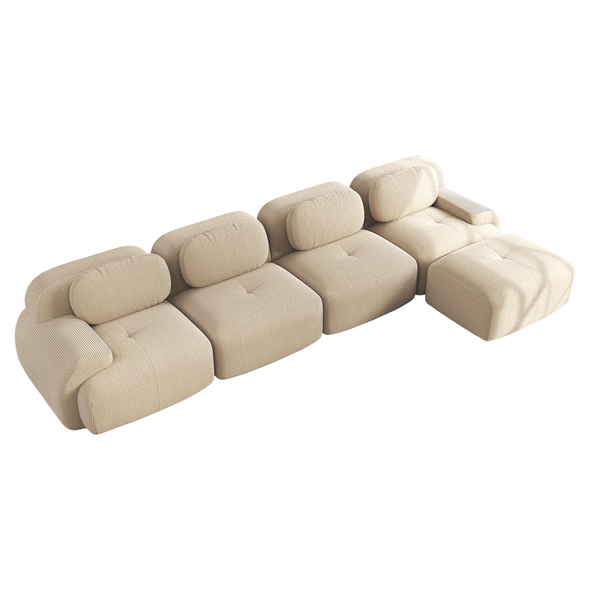 moduulisohva 4-paikkainen beige korduroy skandinaavinen säädettävä