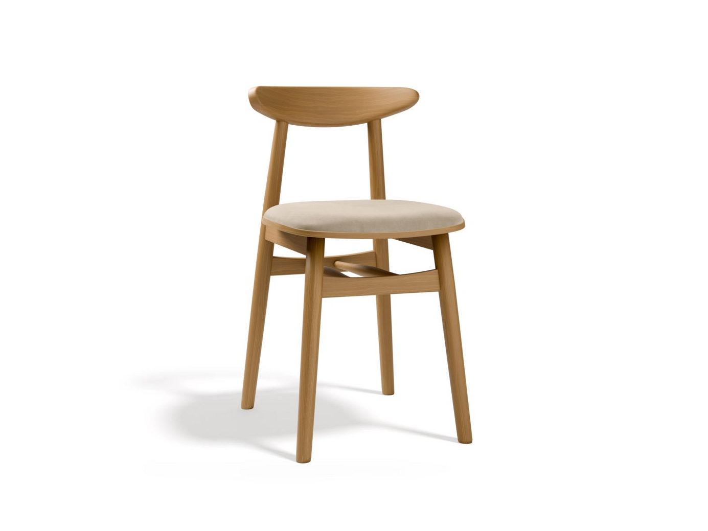 Cosmopolitan Design samettituolit, 2 kpl, "Bony", 1-istuttava, 42 × 47 × 80 cm, amerikkalaiset pähkinäpuujalat, beige