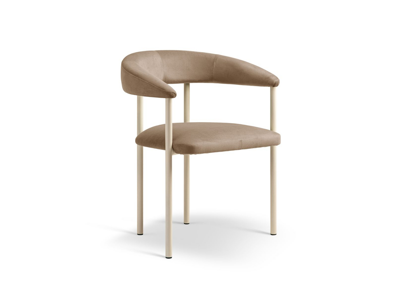 Cosmopolitan Design samettituolit, 2 kpl, "Lea", 1-istuttava, 56,5 × 53,5 × 74 cm, kermanväriset jalat, mantelibeige