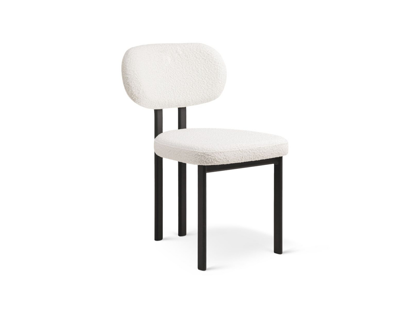 Cosmopolitan Design bouclé-tuolit, 2 kpl, "Sam", 1-istuttava, 51 × 52 × 82 cm, mustat metallijalat, valkoinen