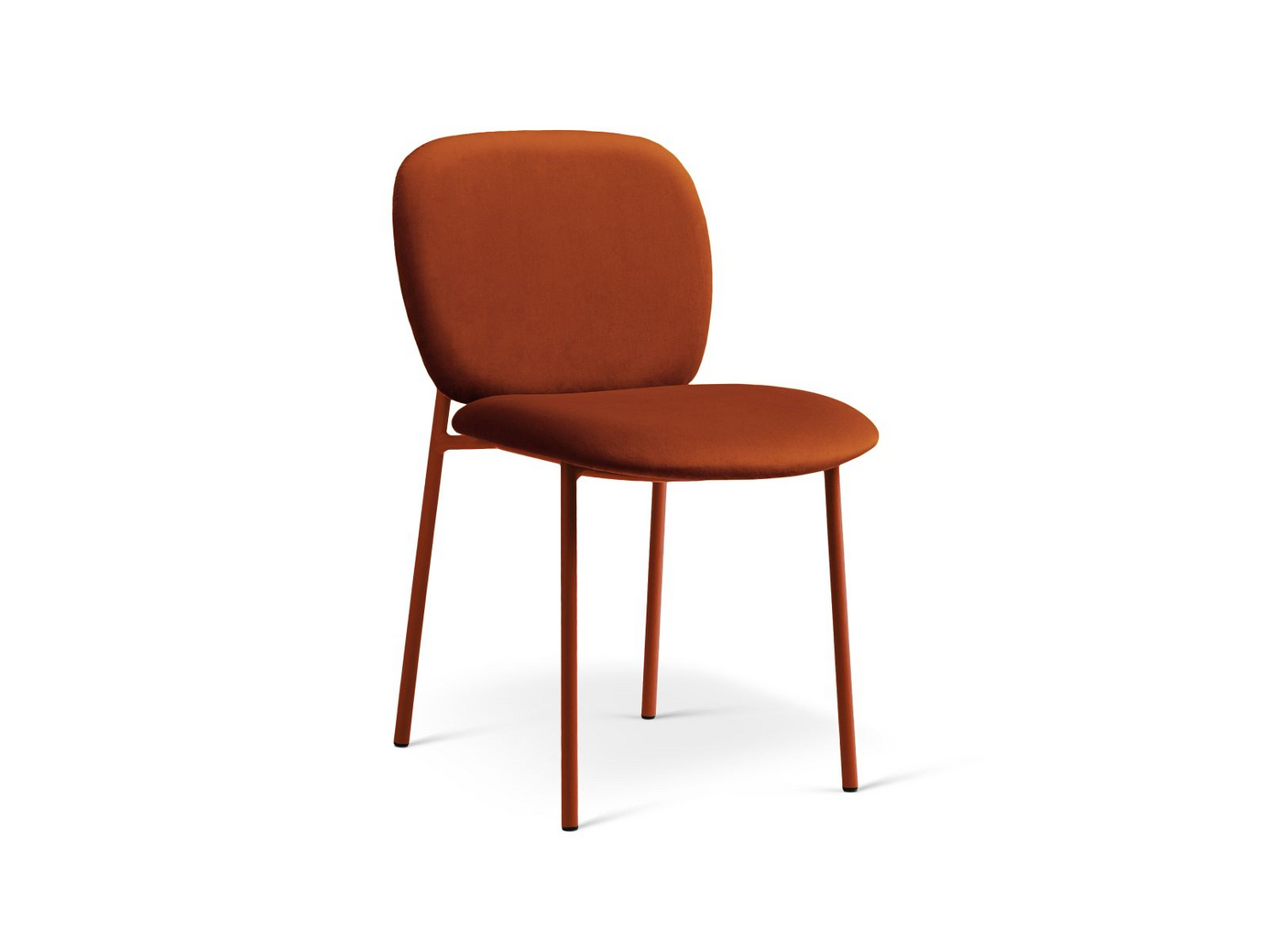Cosmopolitan Design samettituolit, 2 kpl, "Caroline", 1-istuttava, 49 × 61 × 79 cm, punaiset jalat, kastanjanruskea