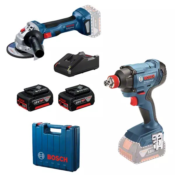 Bosch GDX 180-LI + GWS 180-LI -Akkutyökalusetti 2x 4,0 Ah