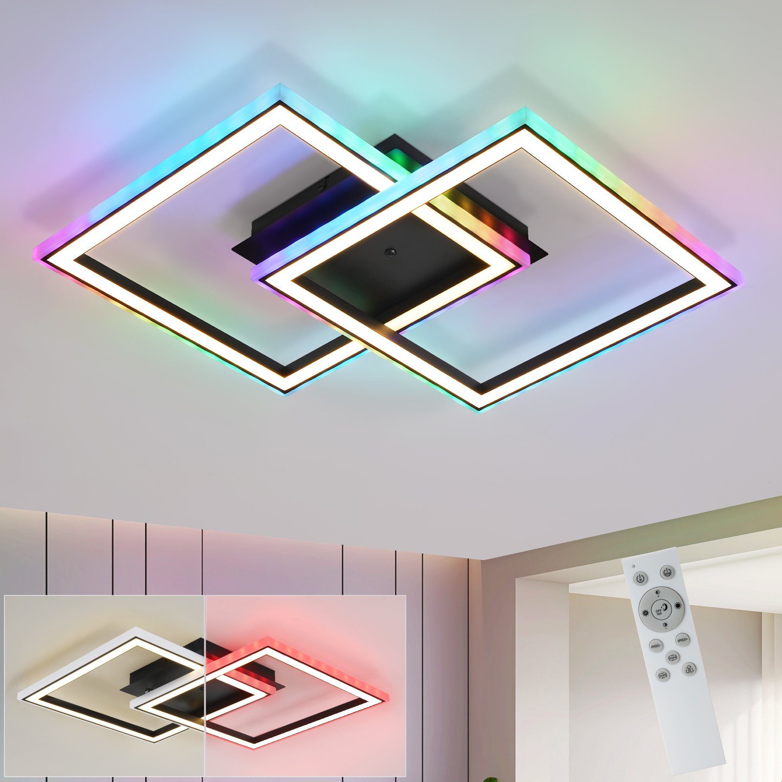 NETTLIFE LED - kattovalaisin olohuoneeseen, himmennettävä, moderni, RGB, kaukosäätimellä, 3000-6000K, moderni RGB 13