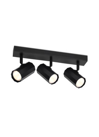 NETTLIFE - kattovalaisin, 3 metallispottia, MAX 25 W GU10- polttimot, musta, retrohenkinen olohuonevalaisin, 350° säädettävä, keittiöön ja ruokailutilaan