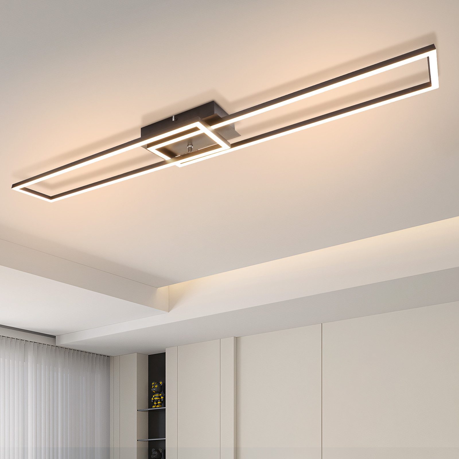ZMH LED-kattovalaisin olohuoneeseen, 2 kehystä, moderni kattovalaisin, 32 W, 3000 K, makuuhuoneeseen