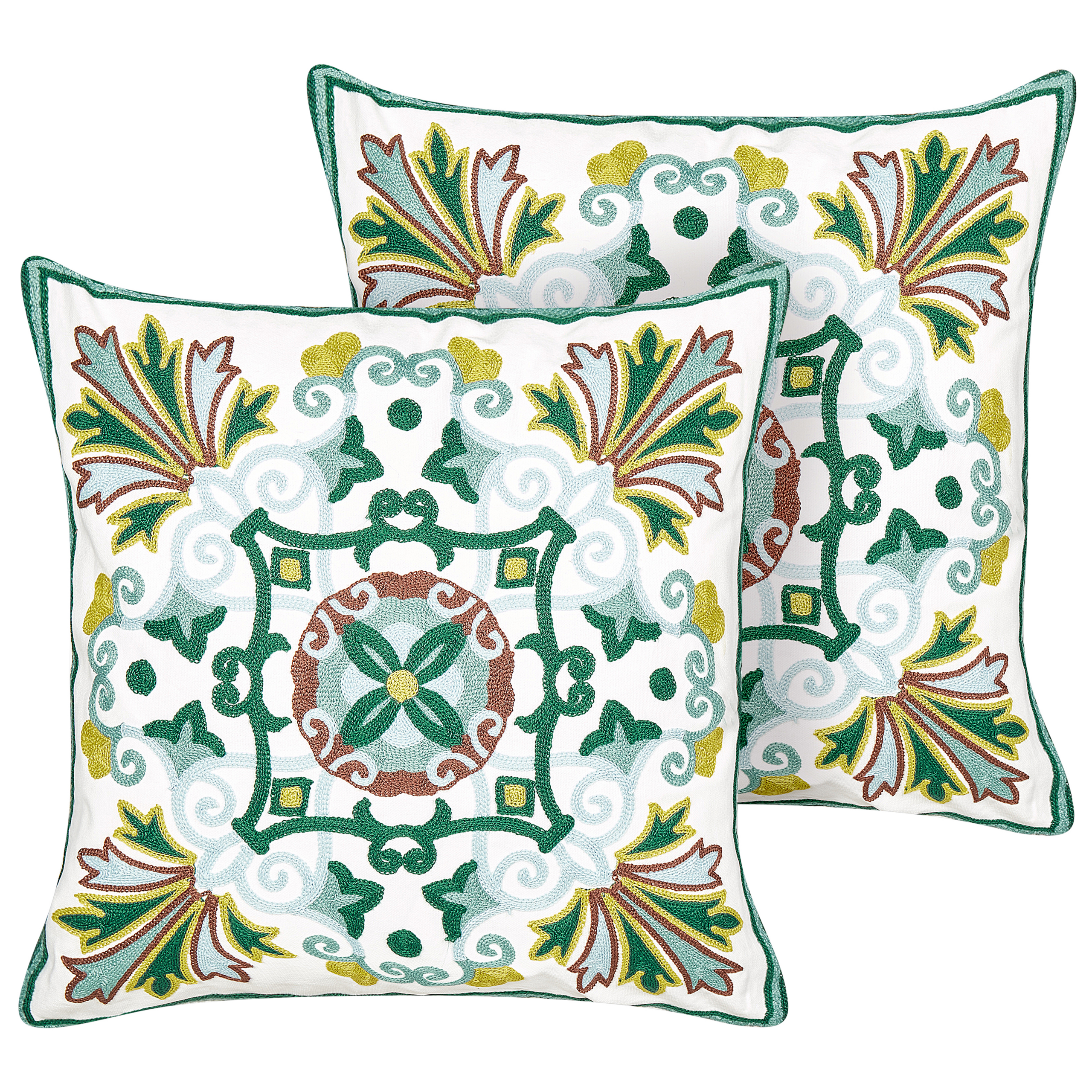 Koristetyynysetti 2 kpl ELANITE puuvilla 45 x 45 cm Vihreä Itämainen kuvio