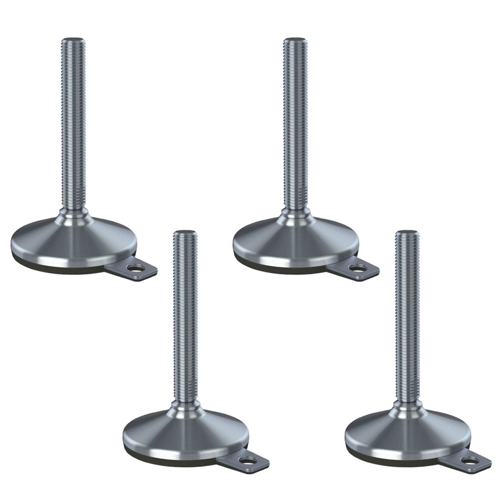 Ruostumaton tasoitusjalka M20x150, 105 mm:n pohja ja tärinänvaimennustyyny, 8800 kg – 4 kpl:n sarja