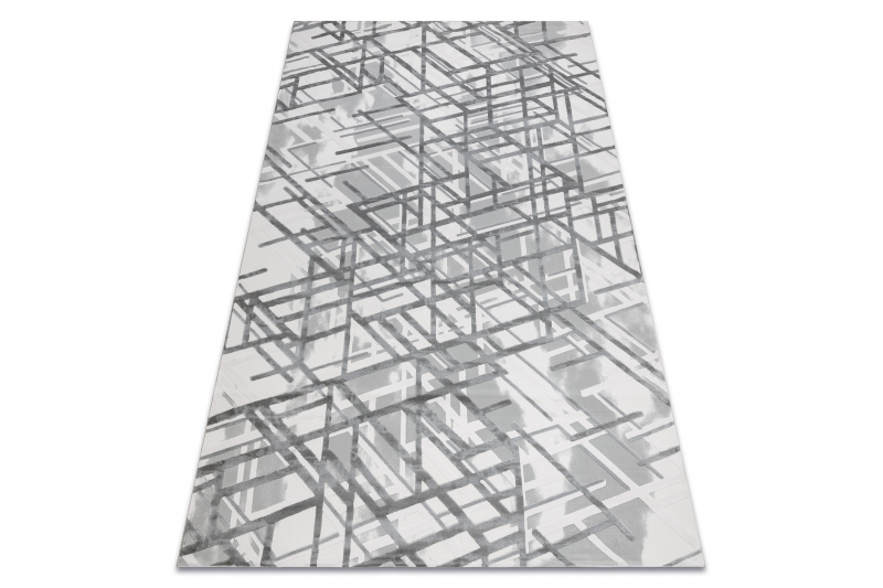 Matto AKRYYLI VALS 8381 Rivit spatiaalinen 3D harmaa 80x300 cm