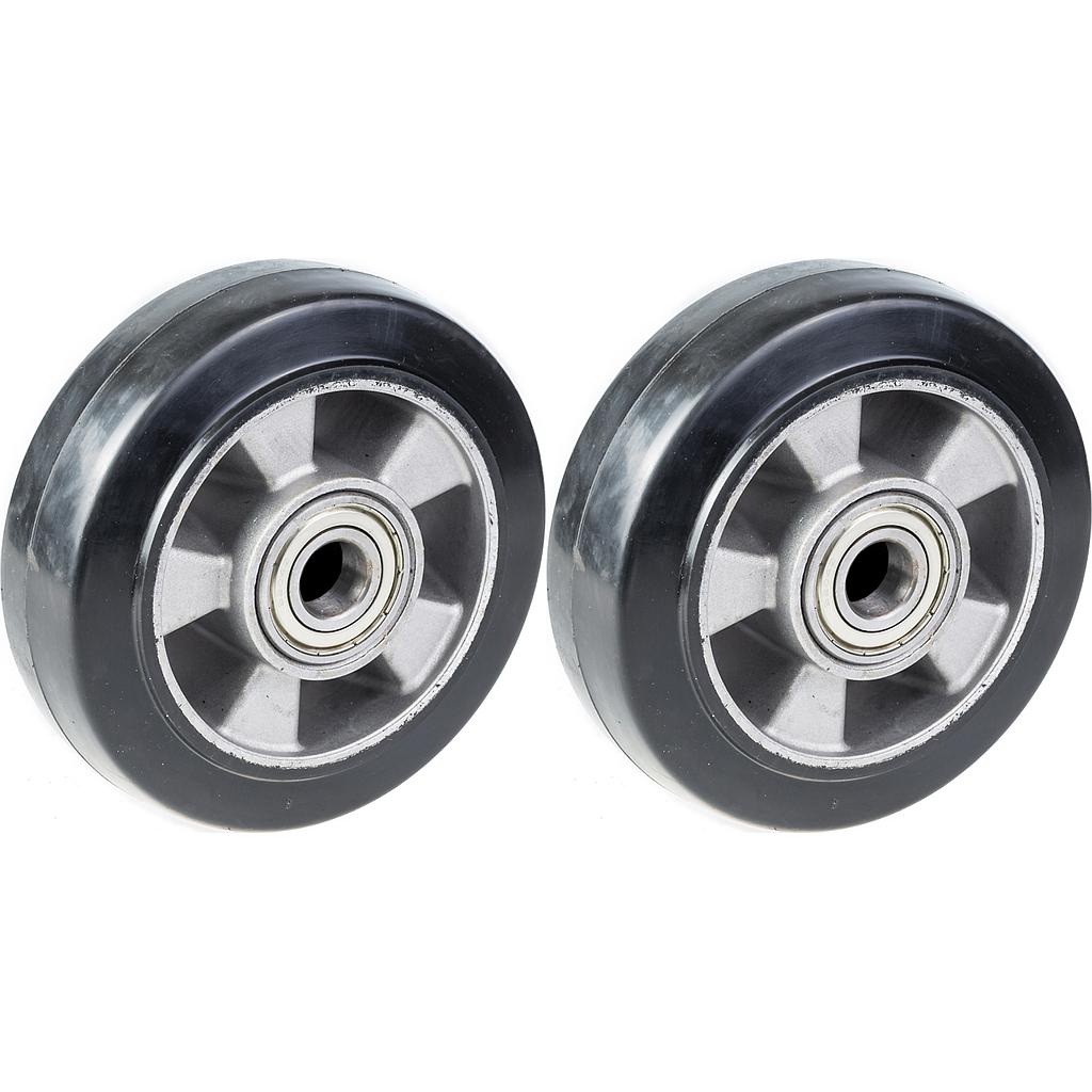 152 mm:n (6 tuuman) pyörä, musta kumi ja alumiininen keskiosa, kantavuus 660 kg, 2 kpl:n sarja