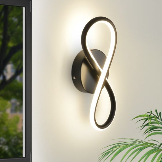 NETTLIFE musta, LED - seinävalaisin, 7W, kaareva, muotoilu, lämmin, valkoinen, 3000K, sisäportaikkoon
