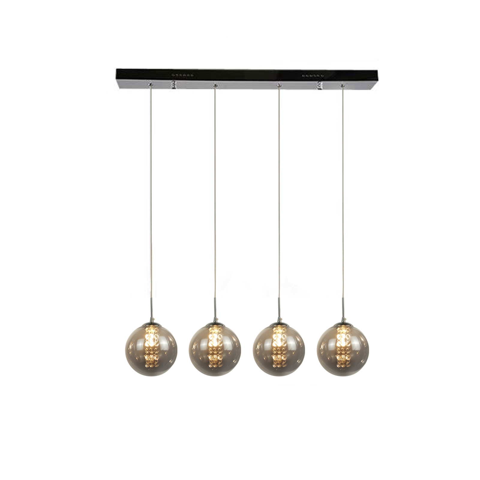 NETTLIFE riippuvalaisin harmaa, lasi halkaisija, 70 cm, G9 ruokapöytäkattokruunu Korkeussäädettävä 4 värillistä lamppua, ruokapöytävalaisin Keittiöön