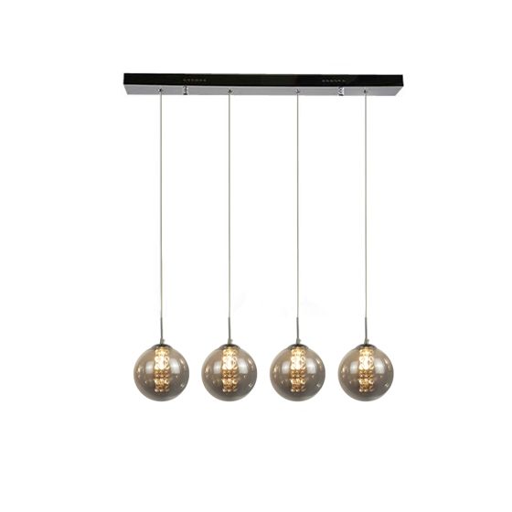 NETTLIFE riippuvalaisin harmaa, lasi halkaisija, 70 cm, G9 ruokapöytäkattokruunu Korkeussäädettävä 4 värillistä lamppua, ruokapöytävalaisin Keittiöön