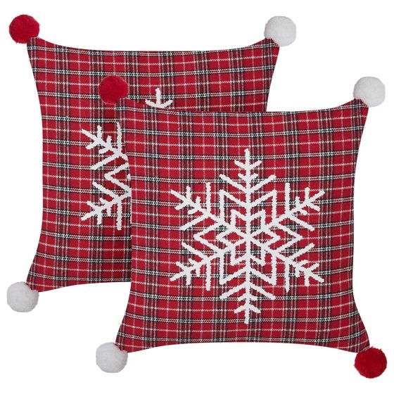 Koristetyynysetti 2 kpl LONICERA 45 x 45 cm Punainen Joulukuvio