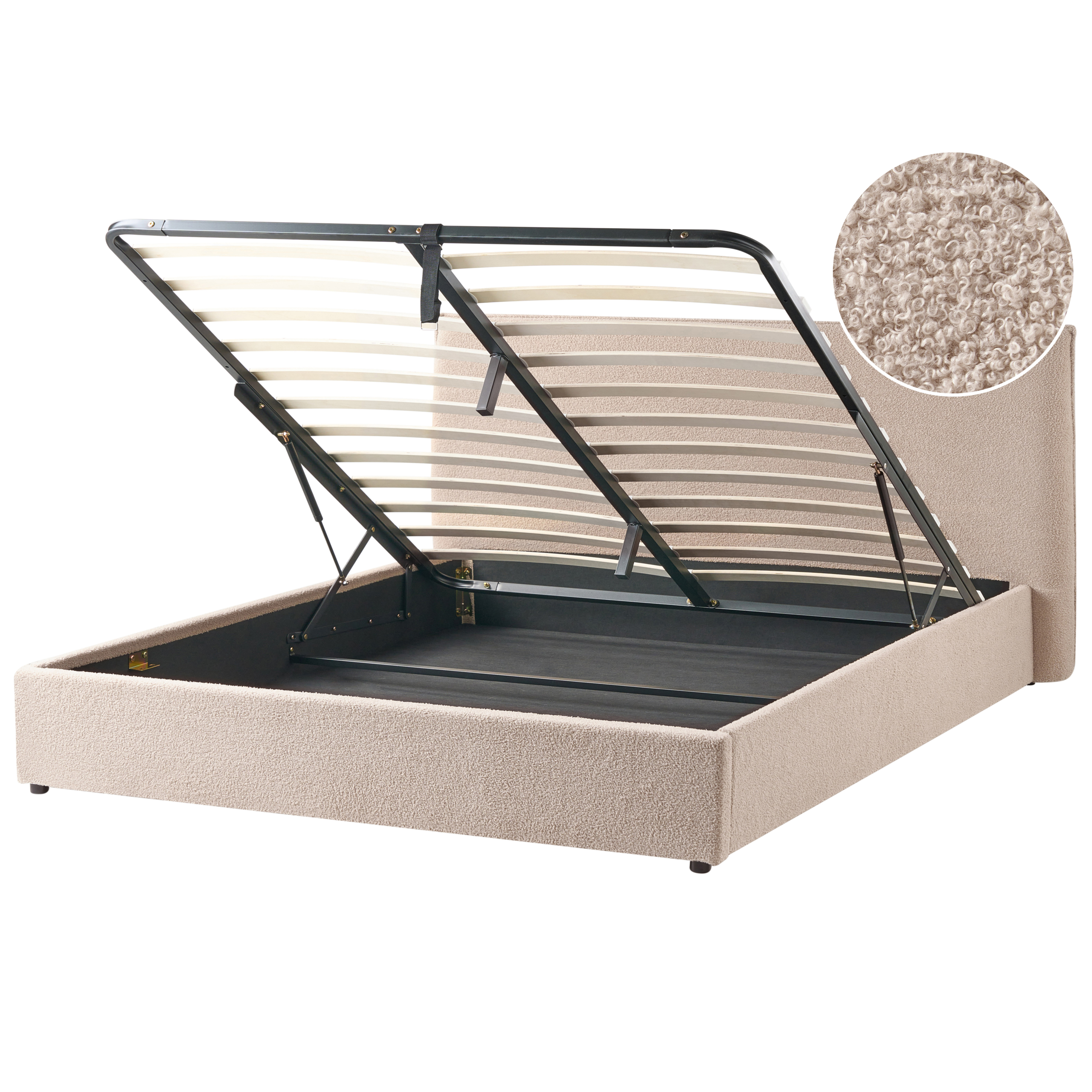 Sänky säilytystilalla buklee LAVAUR 180 x 200 cm Ruskeanharmaa