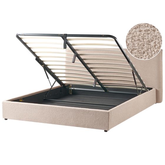 Sänky säilytystilalla buklee LAVAUR 180 x 200 cm Ruskeanharmaa