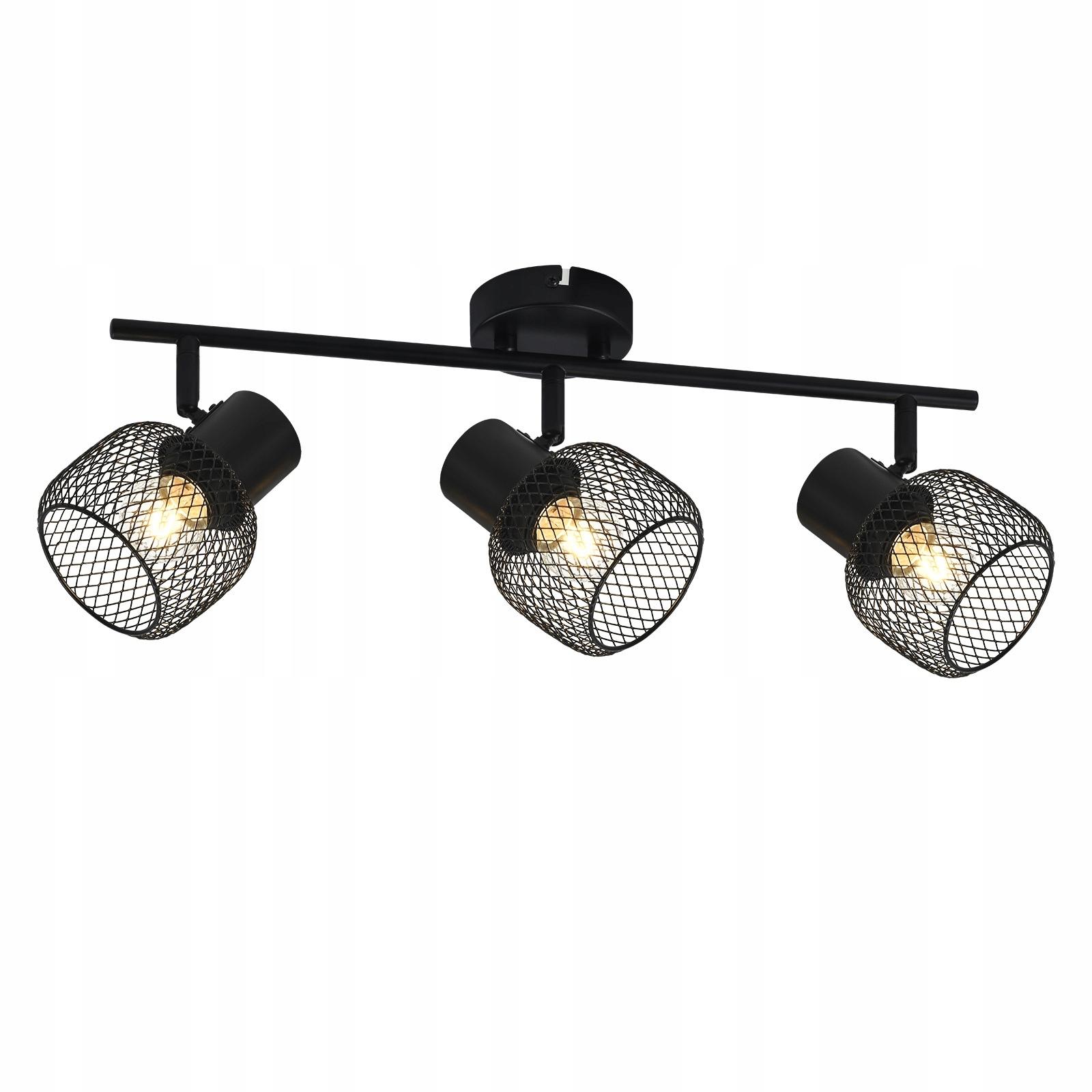 NETTLIFE-kattovalaisin, 3 pistettä, max. 25W, E27, mustaKattoonKiinnitettäväVintage-metallipolttimoKääntyvä, 330°