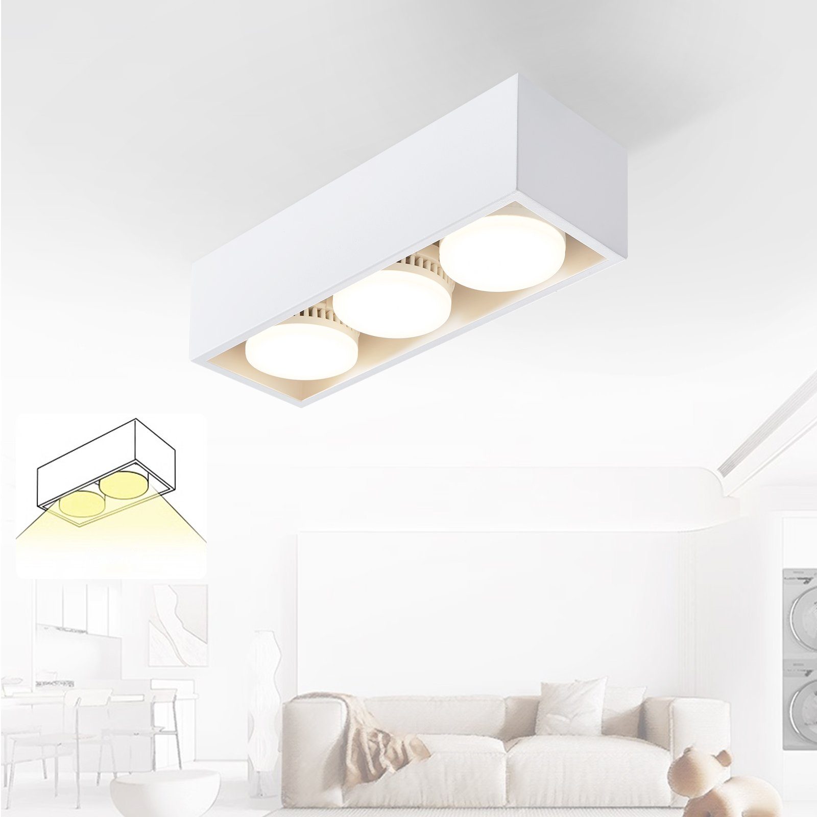 NETTLIFE 3x5W GX53 neliönmuotoiset säädettävät lämpimän valkoiset LED - pinta - asennettavat kattovalaisimet keittiöön
