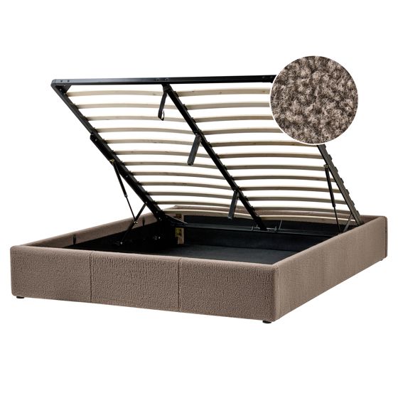 Sänky säilytystilalla ilman sängynpäätyä buklee DINAN 160 x 200 cm Ruskeanharmaa