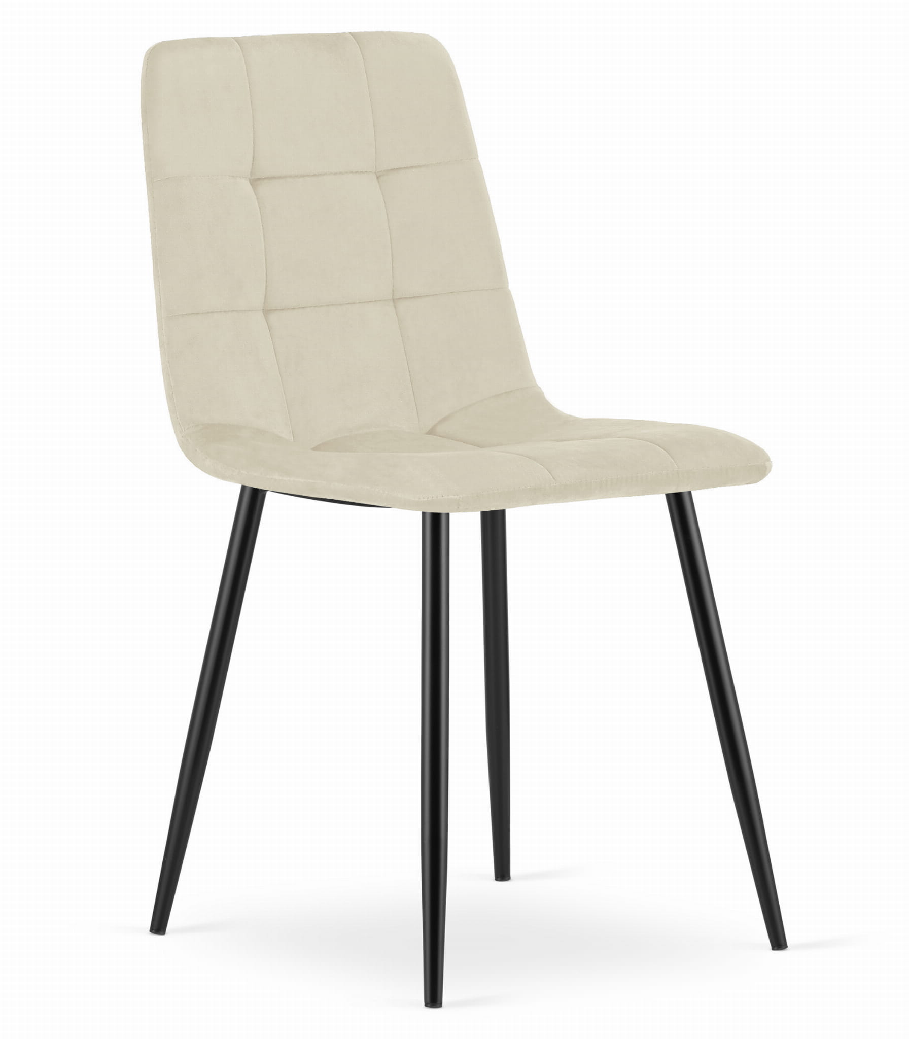 Tuoli - Leobert - KARA - sametti vaalea beige/mustat jalat - 45x50,5x87 cm - setti 3 kpl