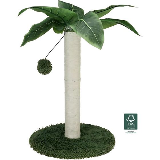 Kissan raapimispuu – puinen raapimispuu trooppisilla lehdillä – kestävä ja FSC®-sertifioitu