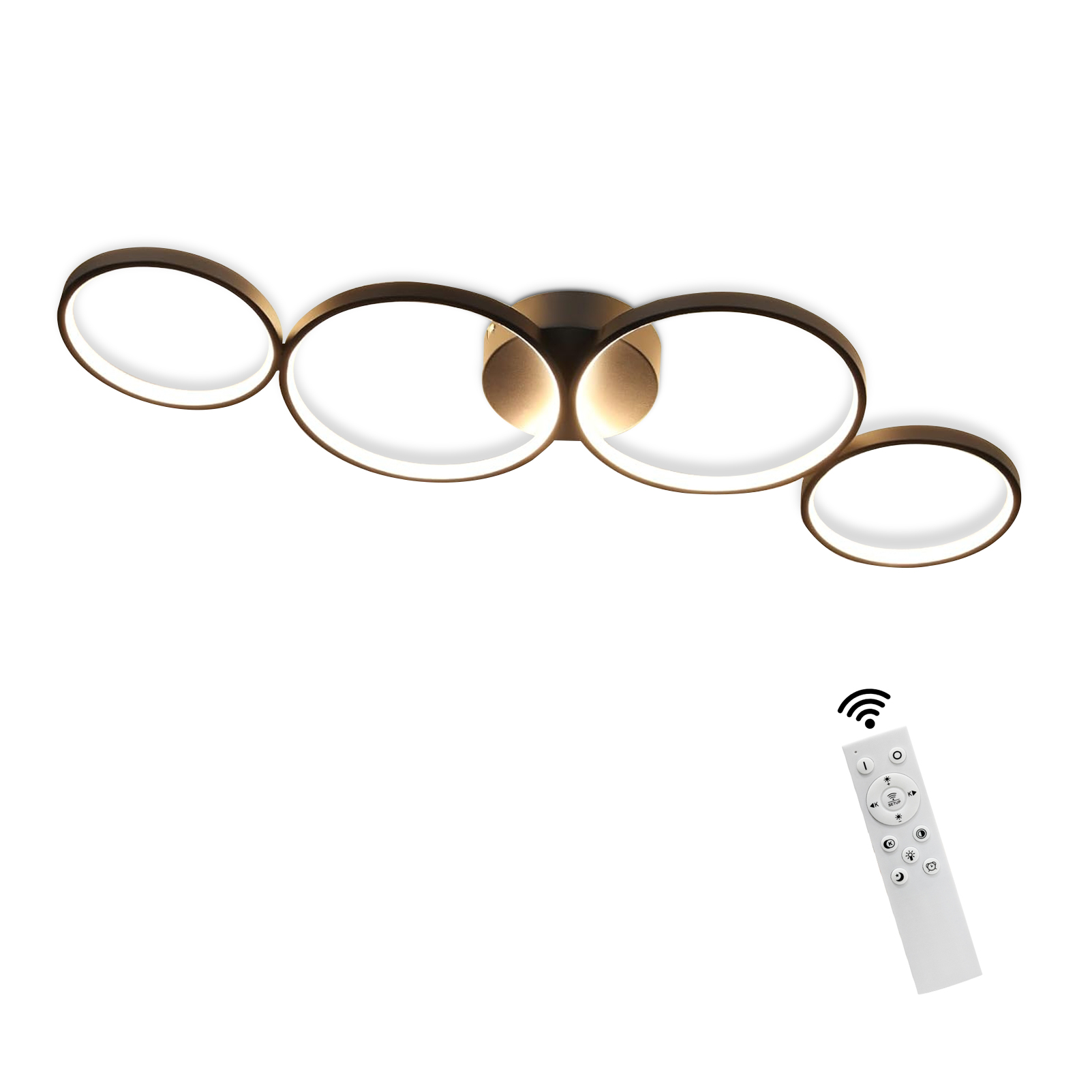 NETTLIFE moderni himmennettävä LED - kattovalaisin, musta, 88 cm, 55 W, kaukosäätimellä, himmennettävä 4 valoa, moderni muotoilu