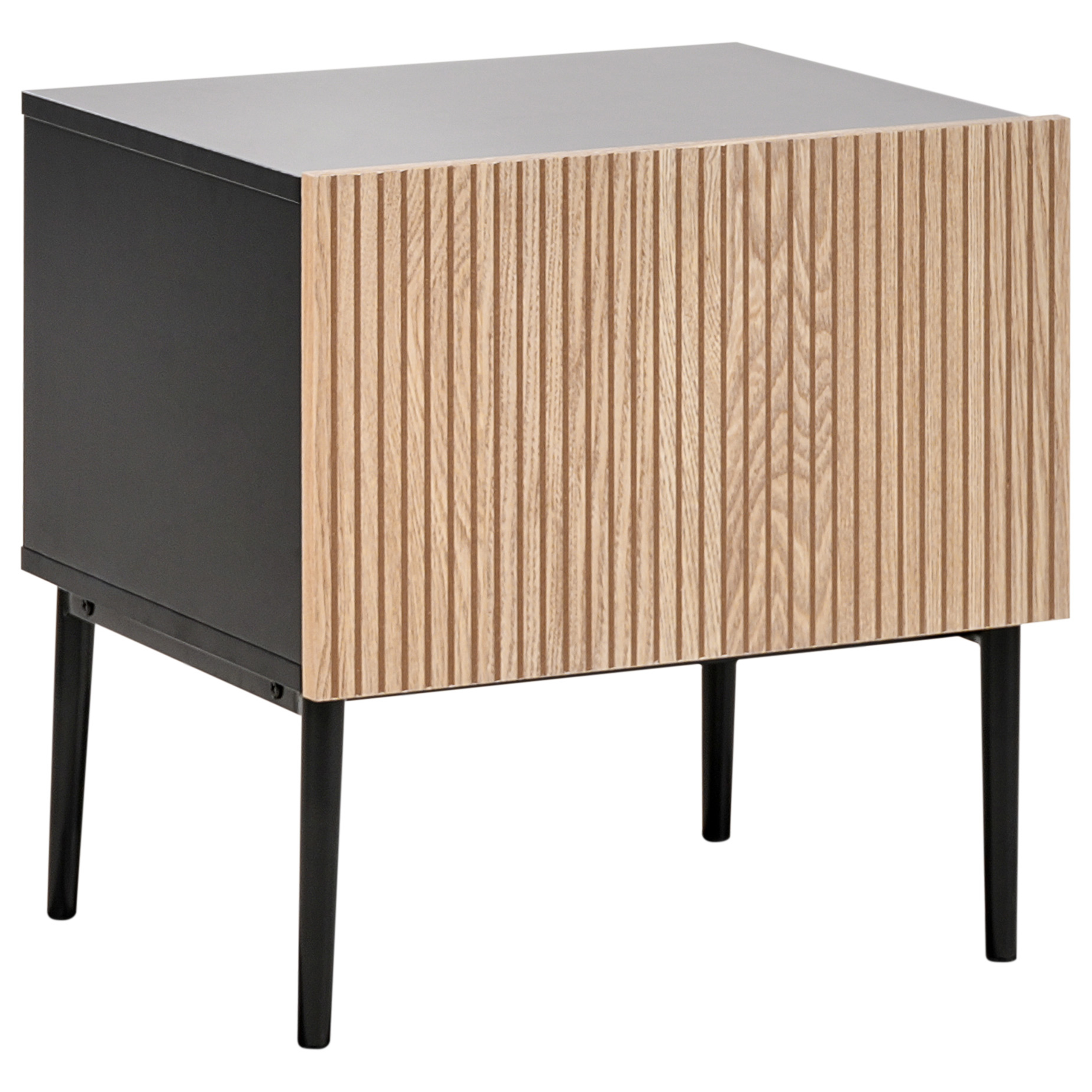 Yöpöytä BLYTHE Luonnollinen saarniviilu Musta