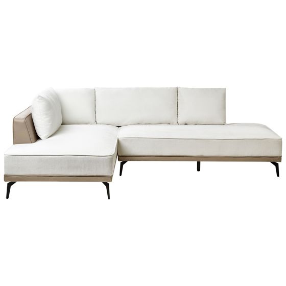 Kulmasohva MYKEN kangas Luonnonvalkoinen 3-istuttava Oikea