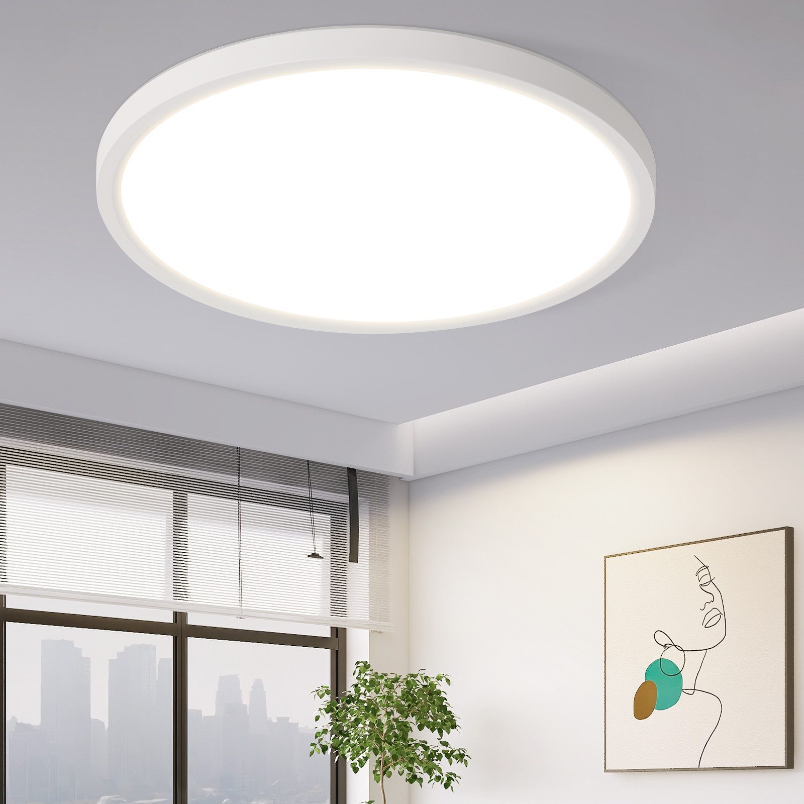 NETTLIFE LED - kattovalaisin kylpyhuoneeseen, litteä, 24 W, pyöreä, valkoinen, keittiön kattovalaisin, ei - himmennettävä